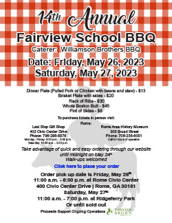 Join Us For The Fairview School 14th Annual BBQ, May 26th!